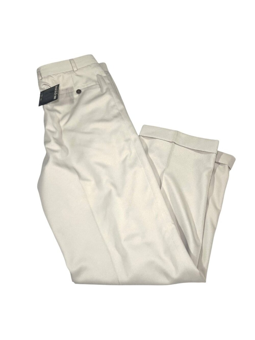 Brandini Le Collezioni Mens Beige Microfiber Pleated Dress Pants Size 36x32 NWT